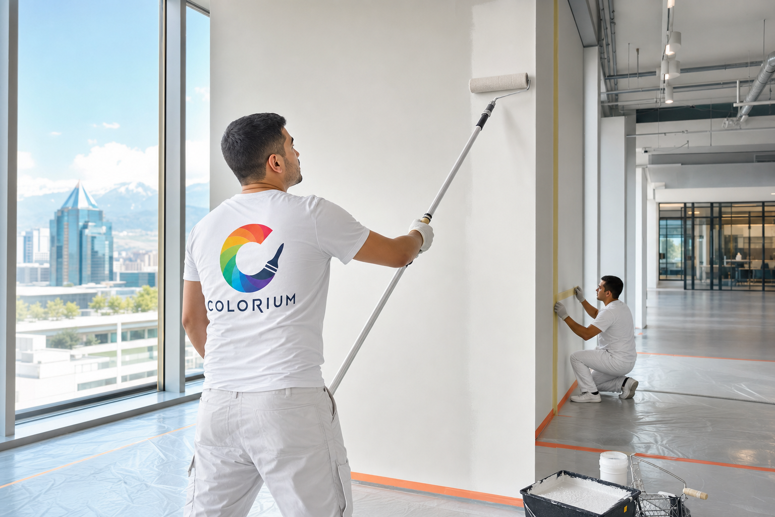 Команда COLORIUM красит коммерческое помещение